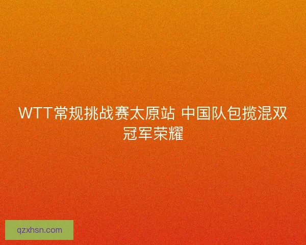 WTT常规挑战赛太原站 中国队包揽混双冠军荣耀