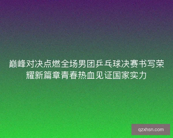 巅峰对决点燃全场男团乒乓球决赛书写荣耀新篇章青春热血见证国家实力